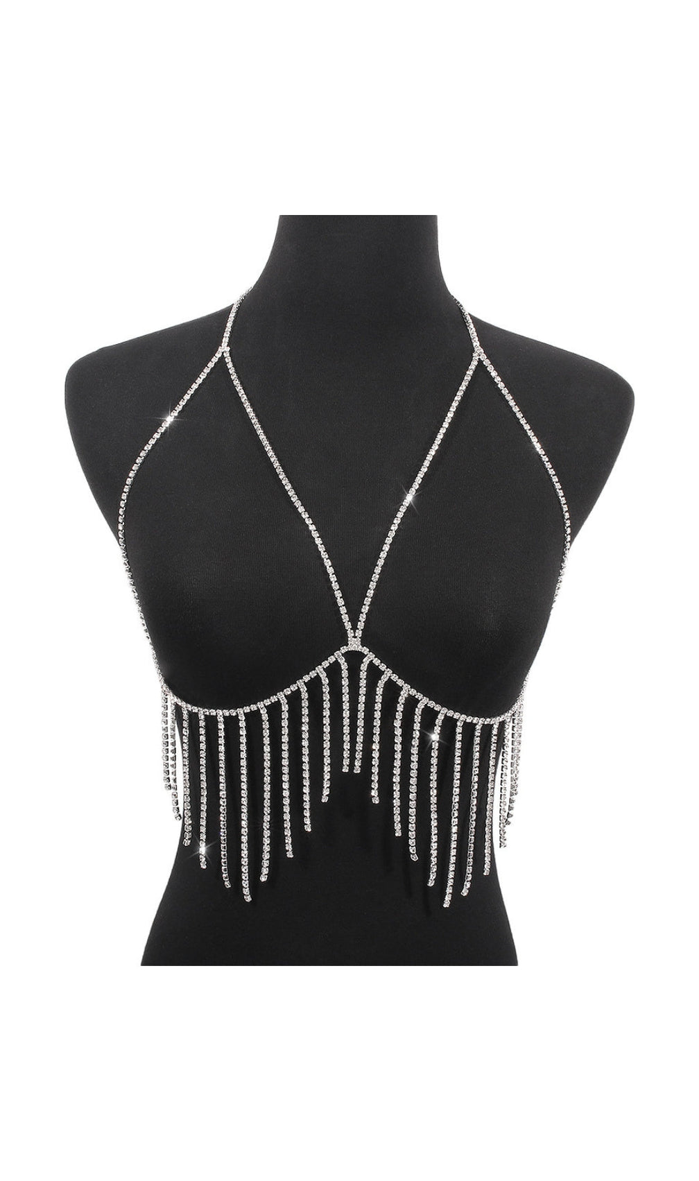 Tassel And Diamond Chest Chain In Silver