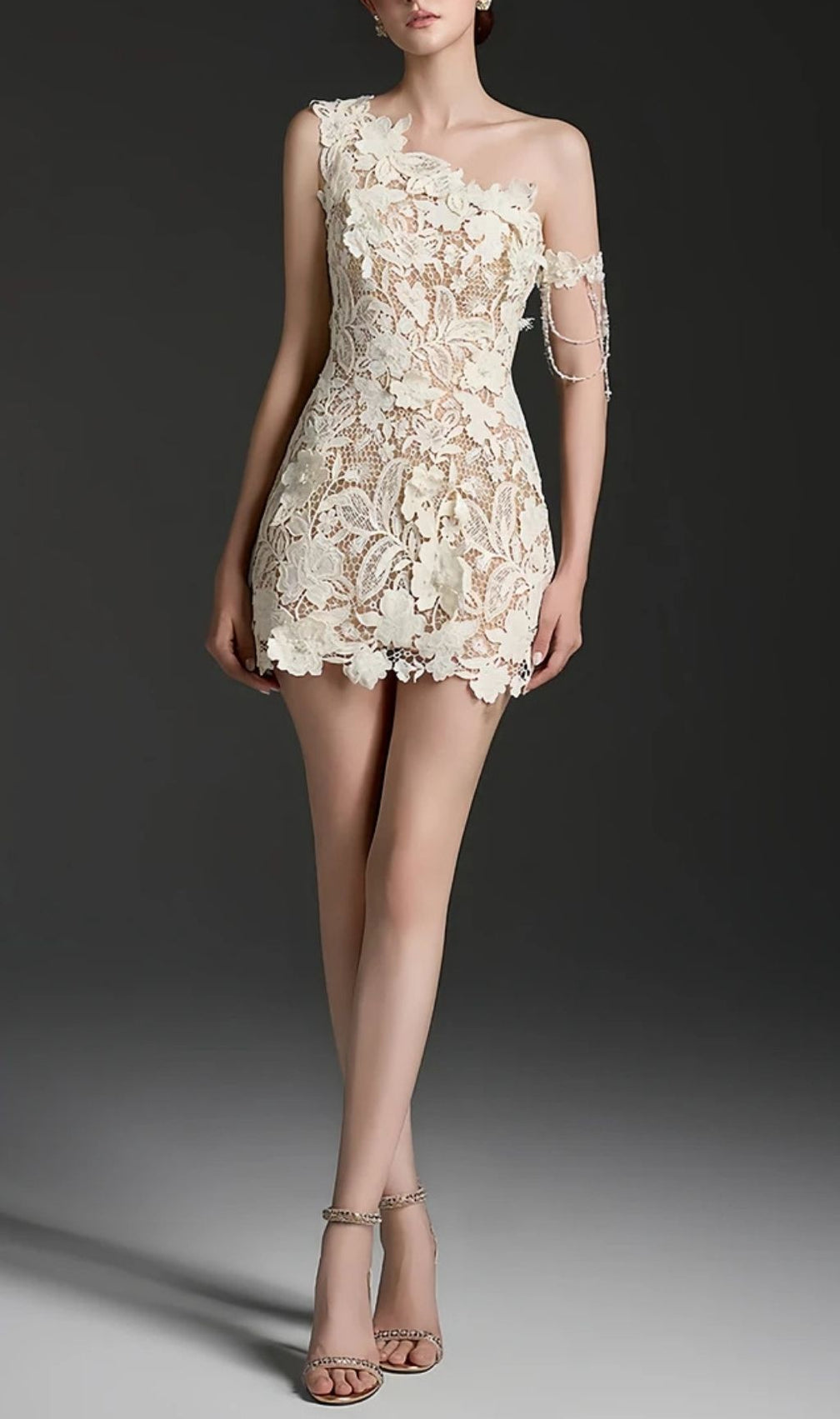 Avalon White One Shoulder Floral Mini Dress