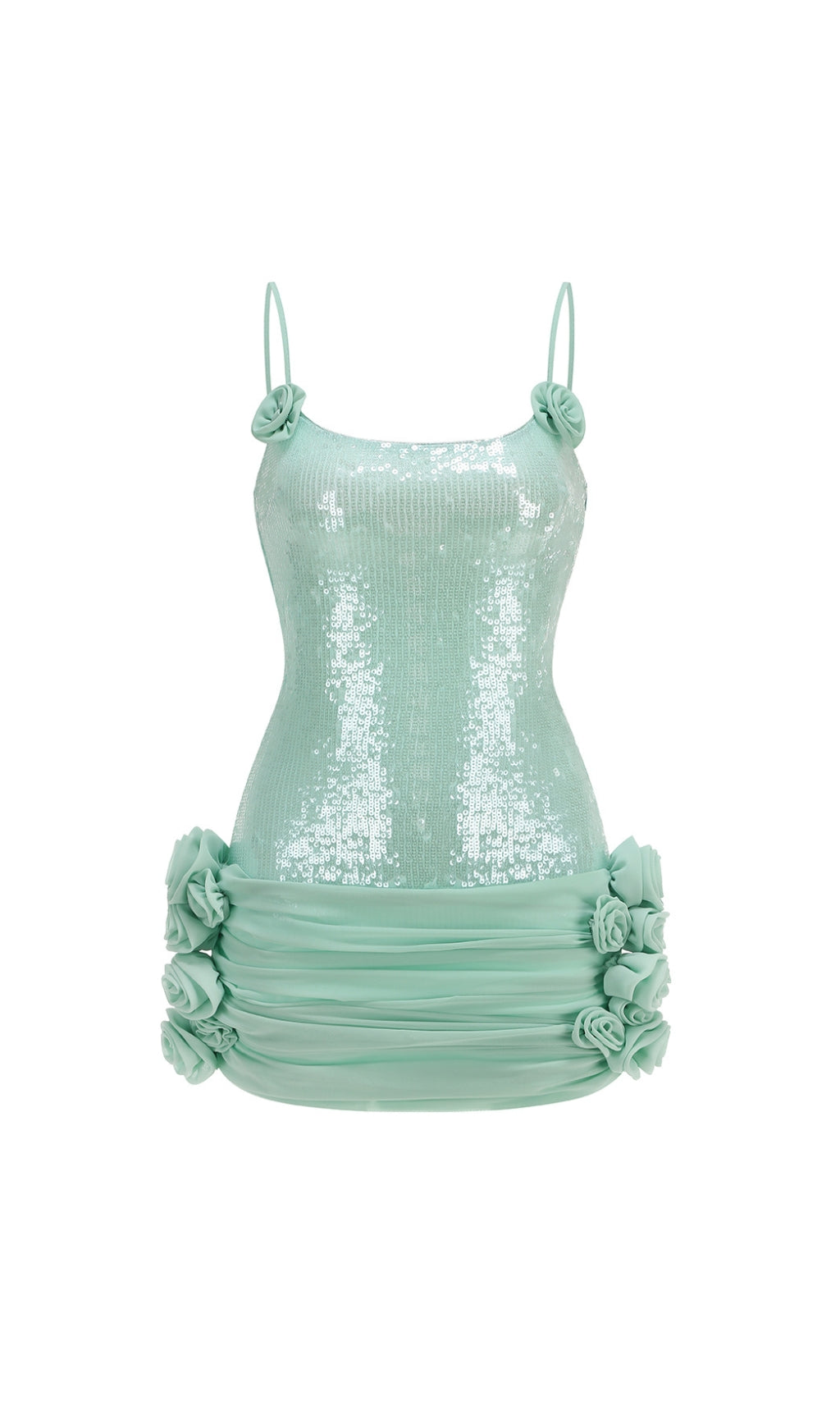 Eiffel Green Sequin Flower Mini Dress