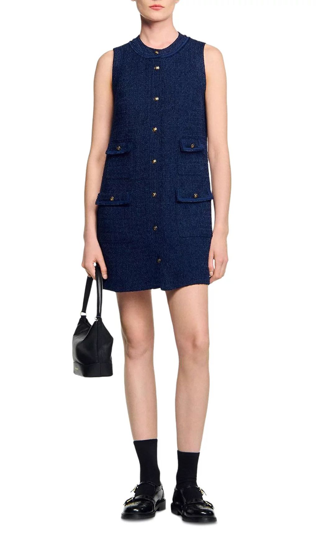 Jolanda Chic Sleeveless Tweed-Effect Mini Dress