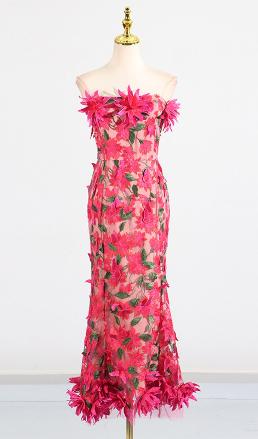 Derya Strapless Flower Midi Dress