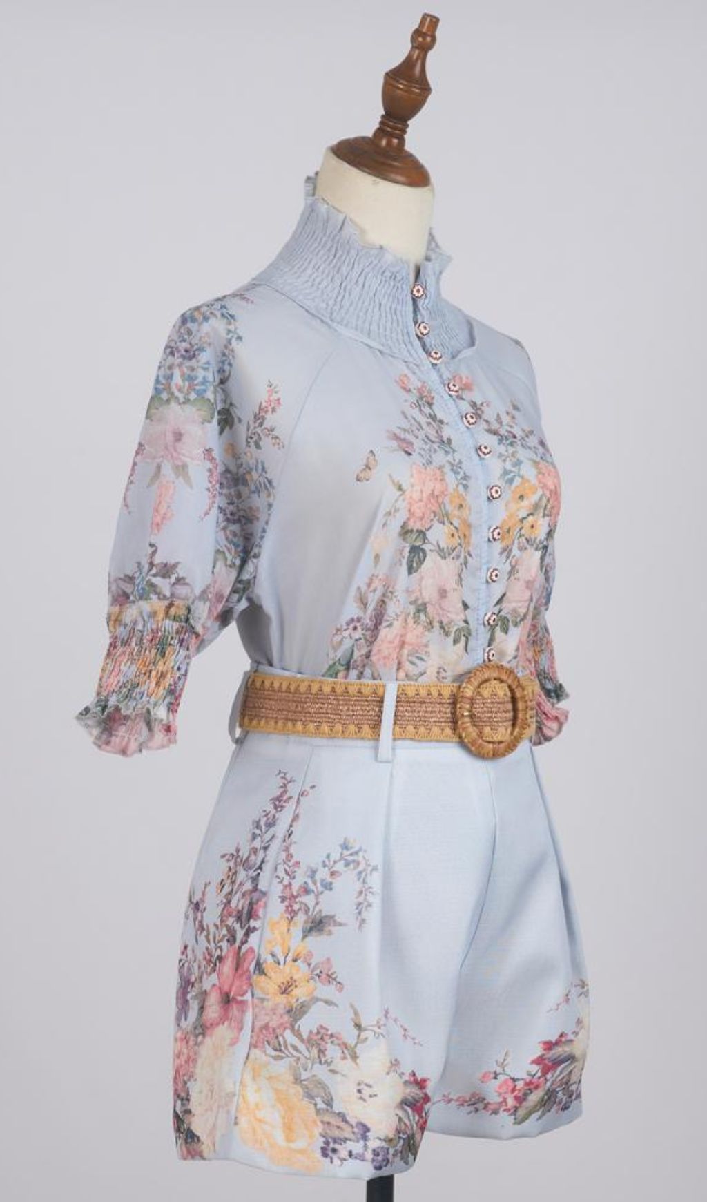 Glenna Flower Printed Blouse & Shorts Set