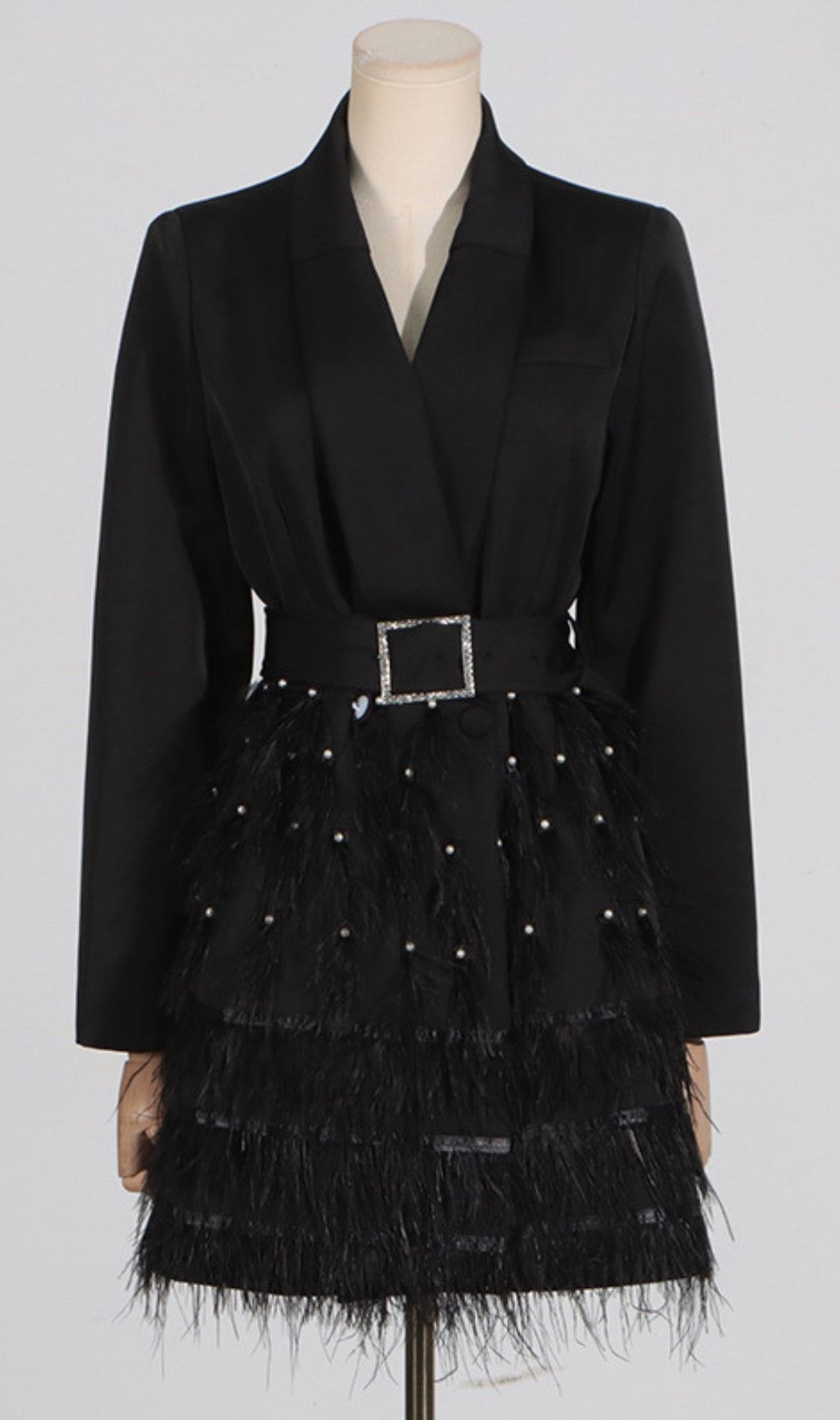 Caelia Black Feather Blazer Dress