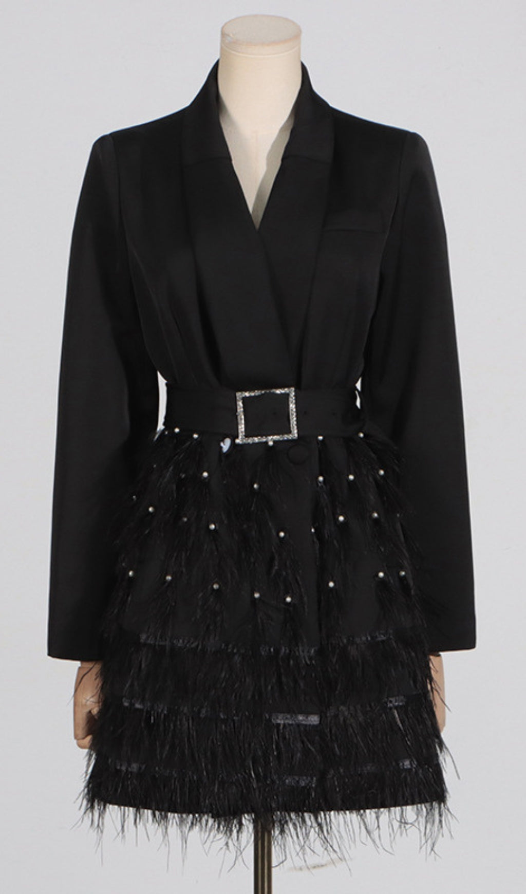 Caelia Black Feather Blazer Dress