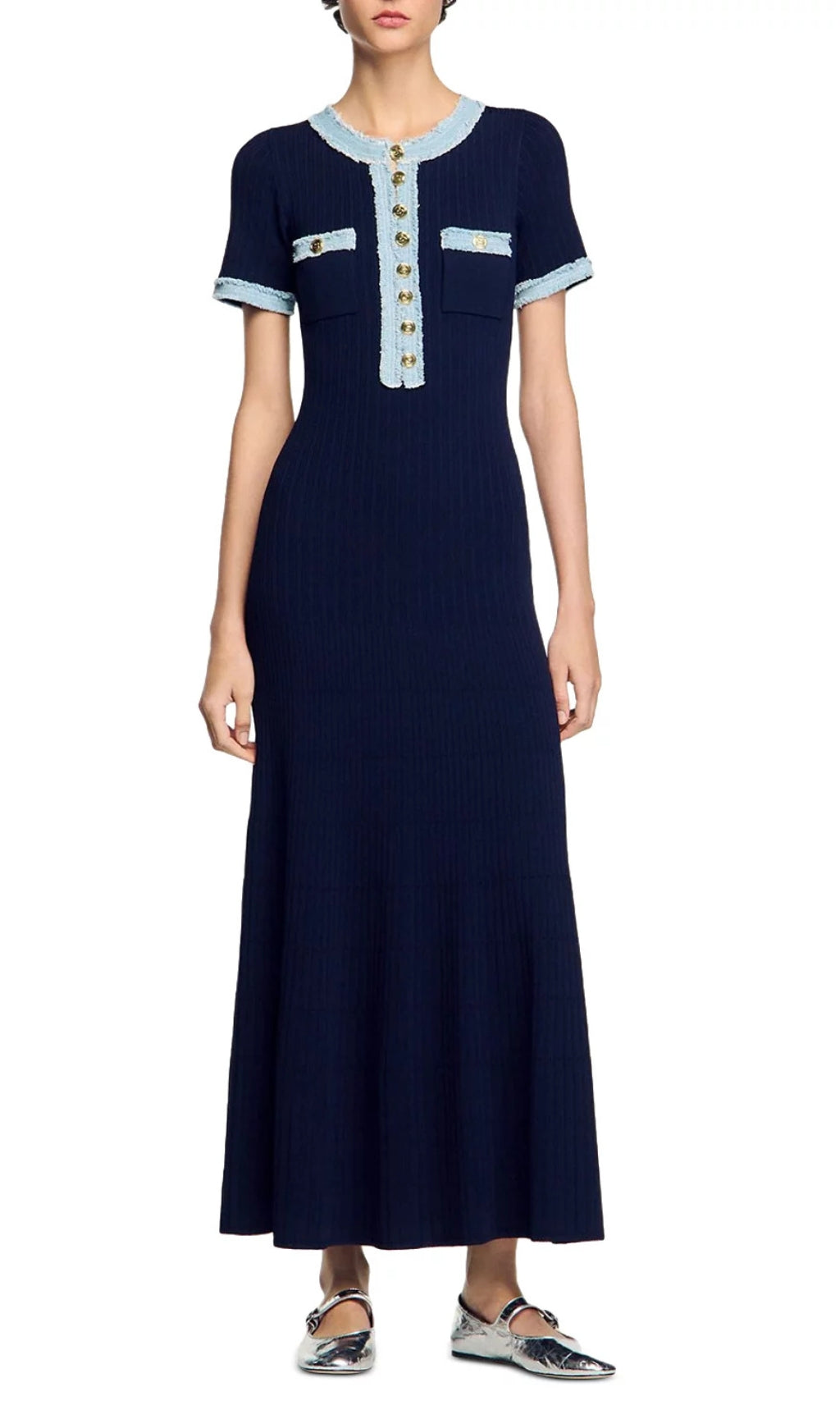 Knit & Denim Maxi Dress