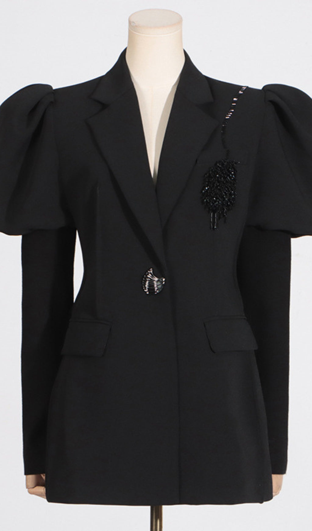 Danit Black Puff Sleeve Blazer