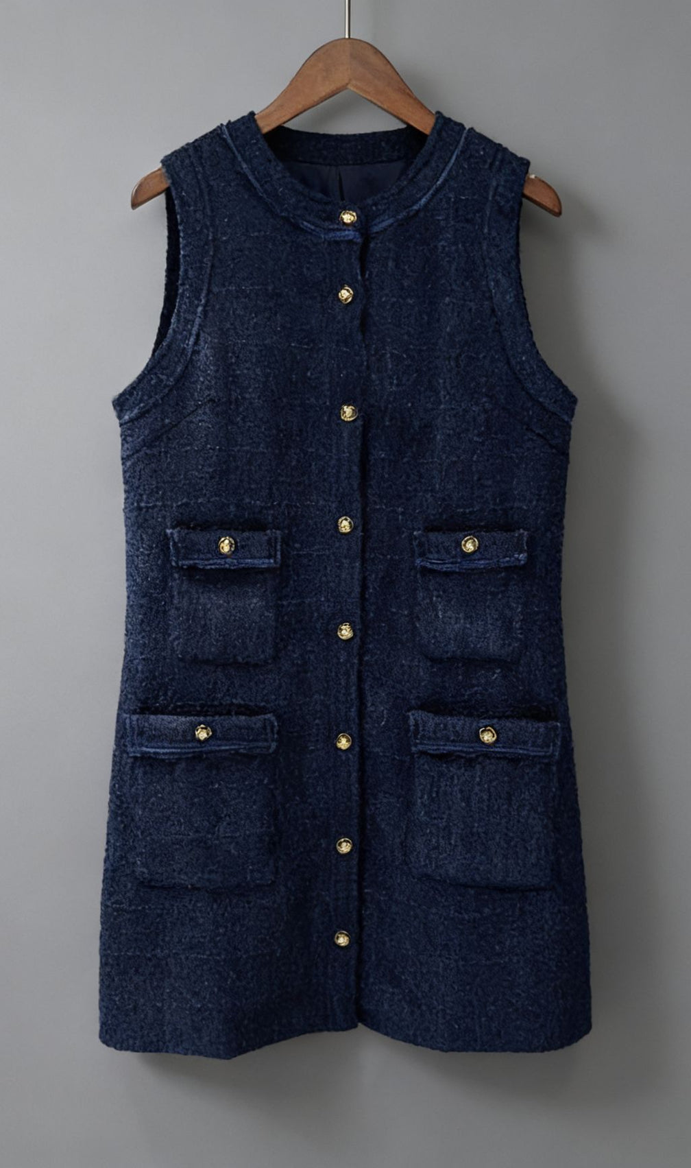 Jolanda Chic Sleeveless Tweed-Effect Mini Dress