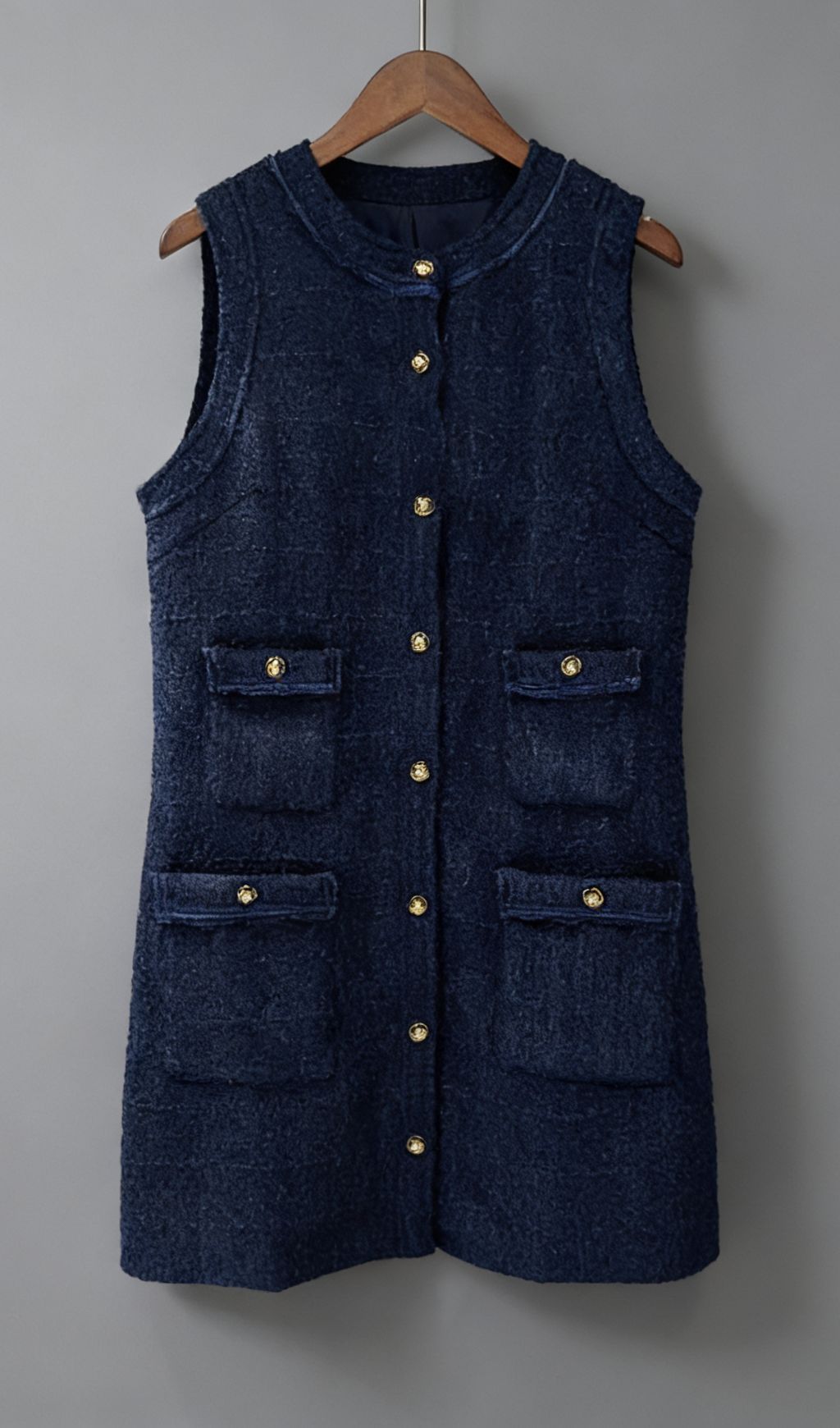 Jolanda Chic Sleeveless Tweed-Effect Mini Dress