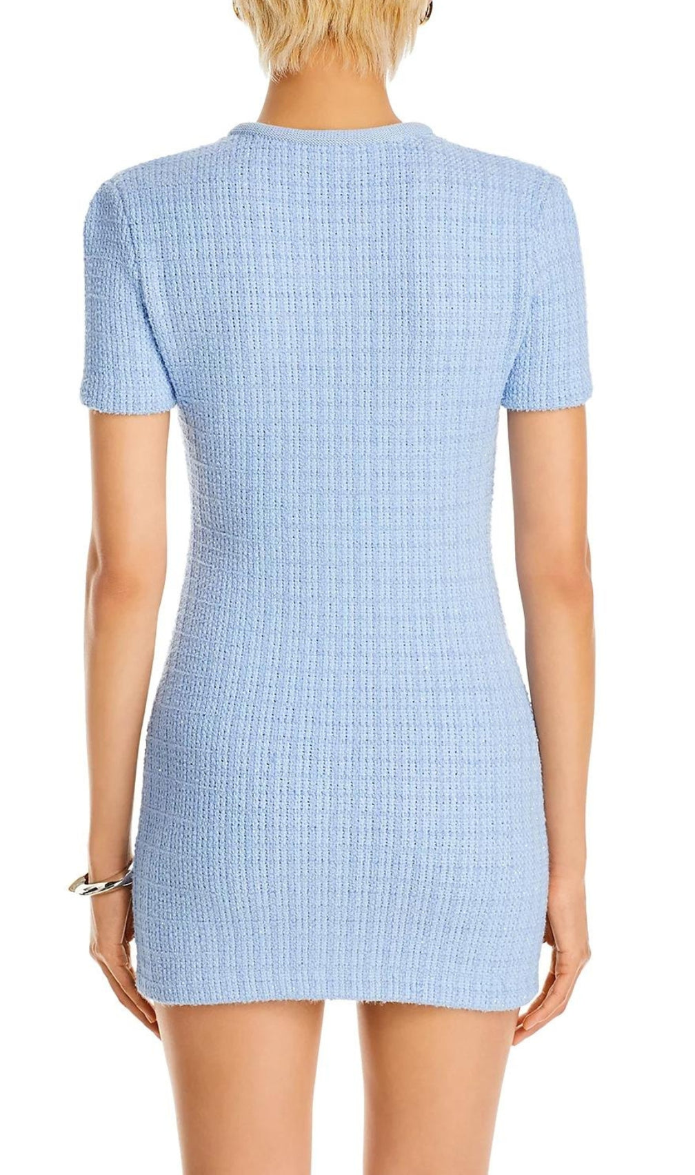 Baylor Blue Beaded Button Mini Dress