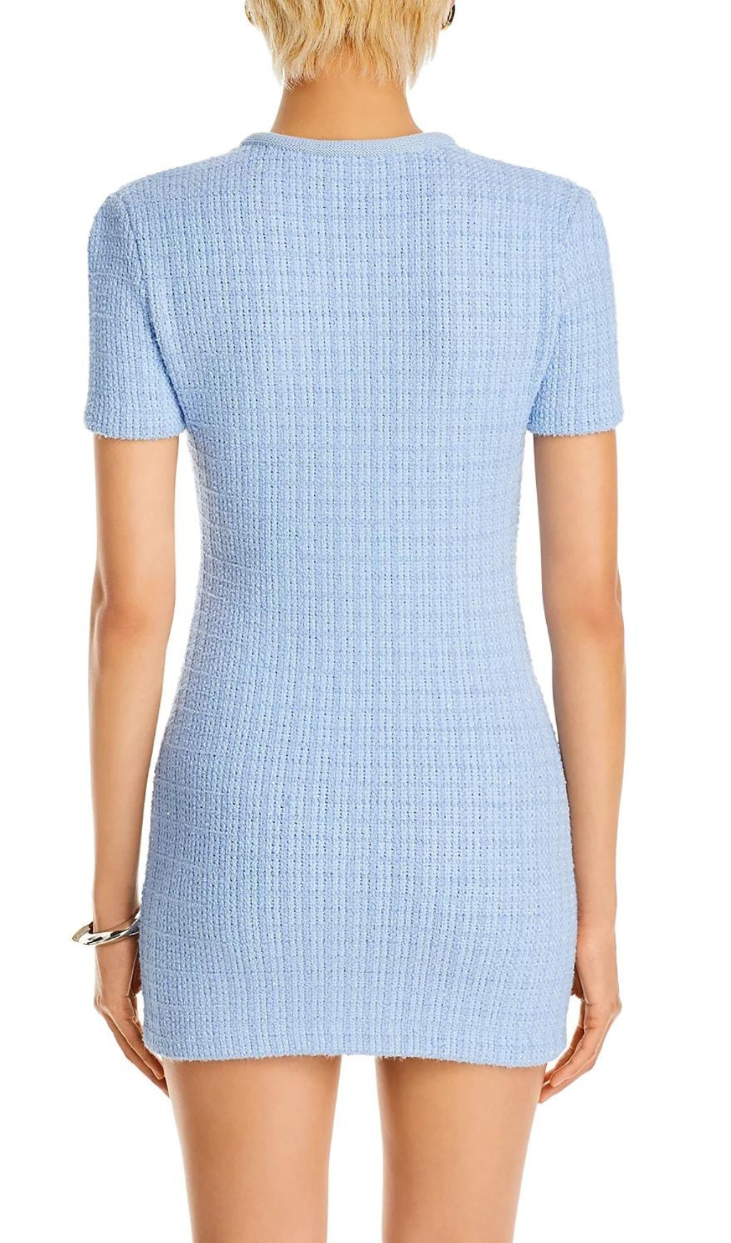 Baylor Blue Beaded Button Mini Dress