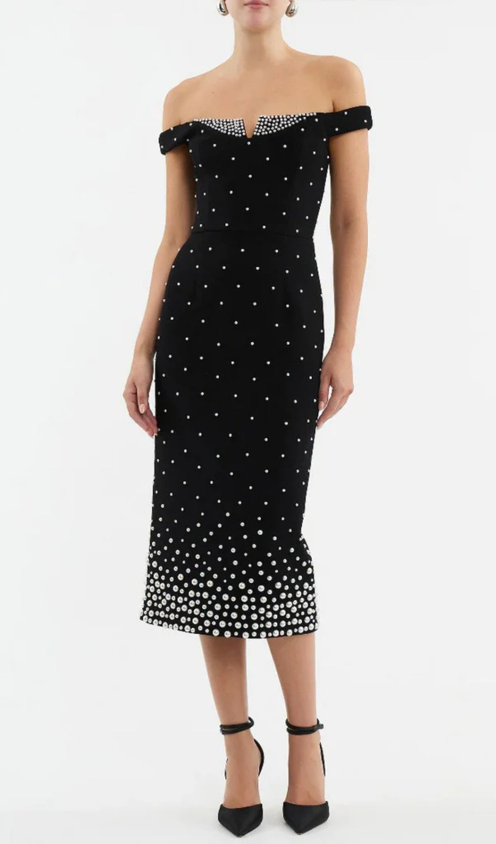 Carolyn Black Pearl Midi Dress