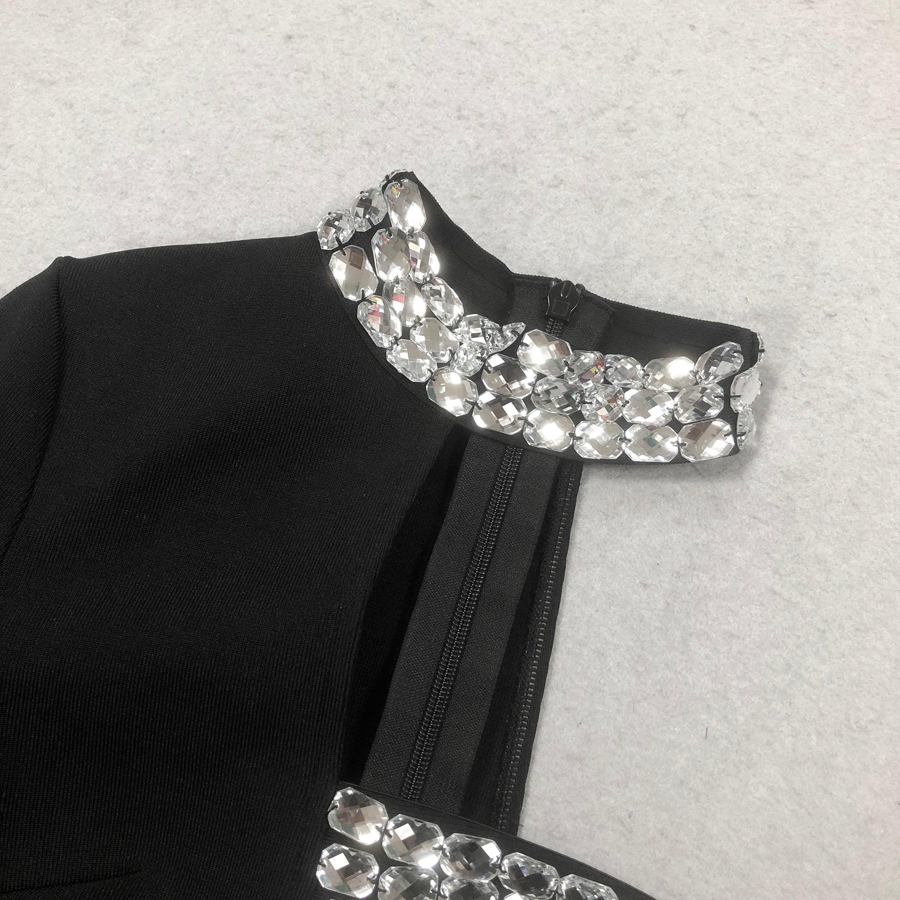 Black One Sleeve Crystal Detail Maxi Dress