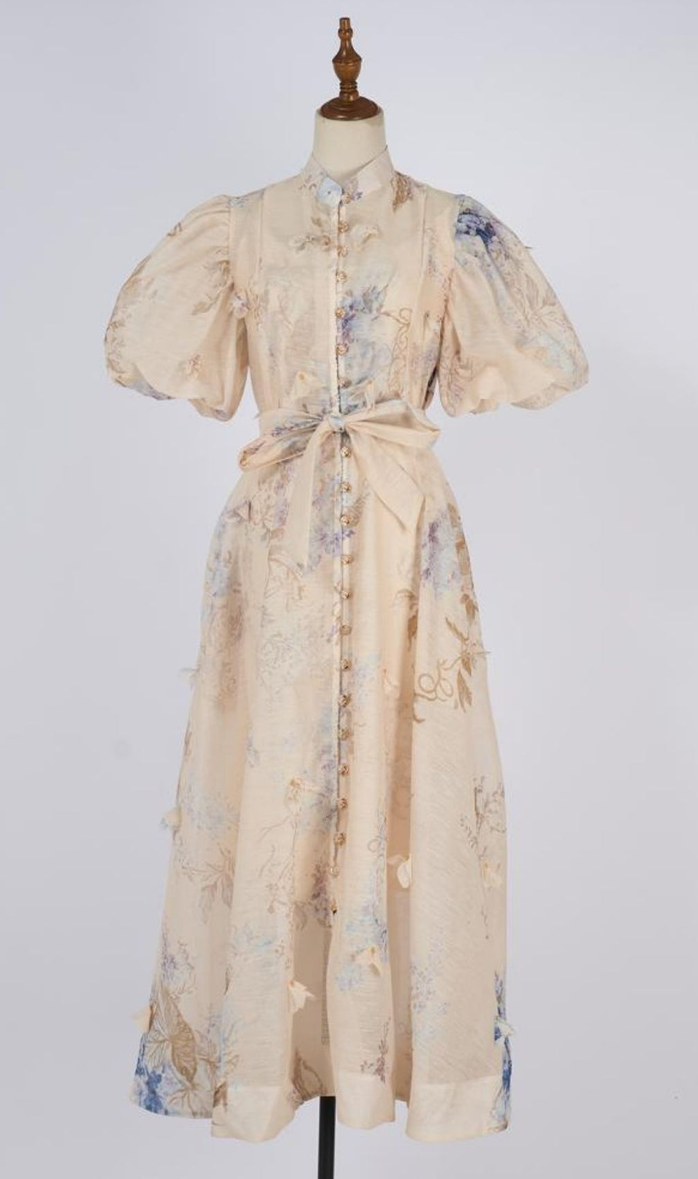 Karmiela Romantic Floral Puff-Sleeve Maxi Dress | Elegant Wedding Guest Gown