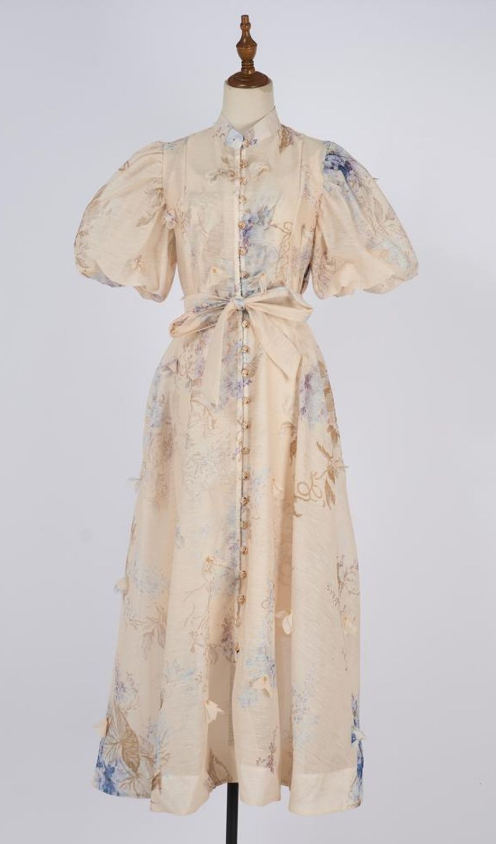 Karmiela Romantic Floral Puff-Sleeve Maxi Dress | Elegant Wedding Guest Gown