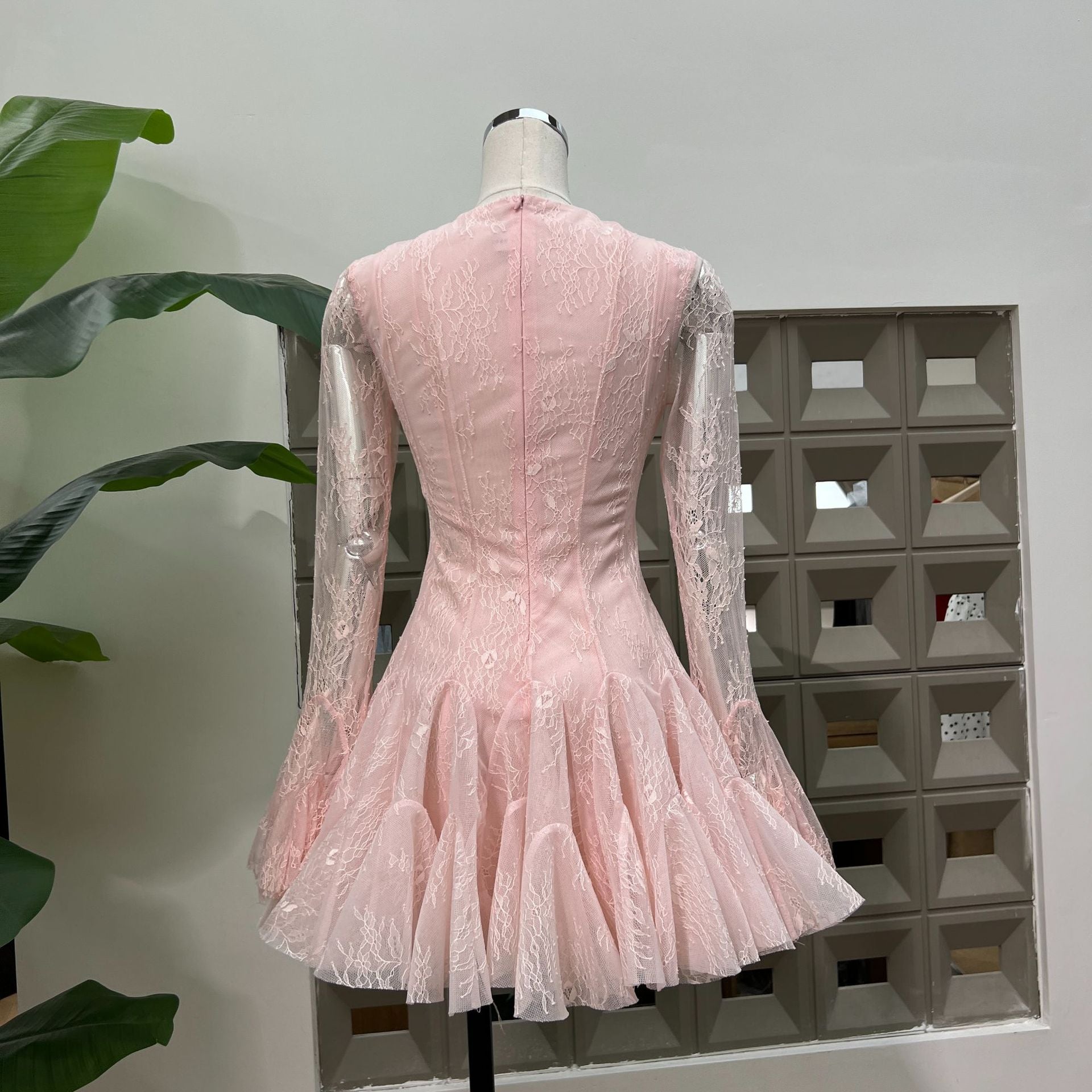 Ina Black Lace Mini Dress - Elegant Long Sleeve Cocktail Dress