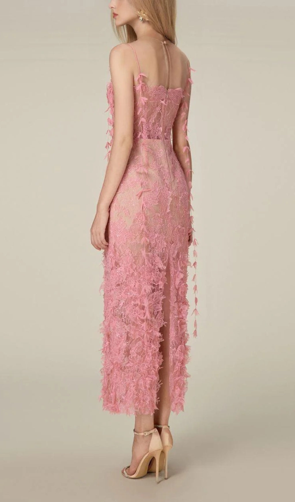 Argo Pink Bead Lace Pencil Dress