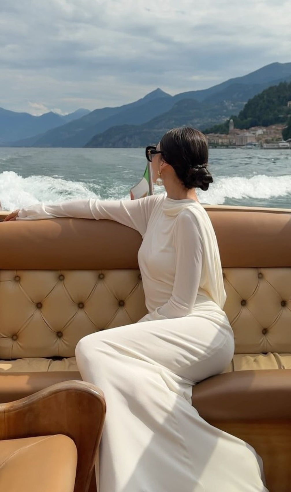 Joachim White Backless Long Sleeve Maxi Gown | Elegant Bridal & Formal Dress