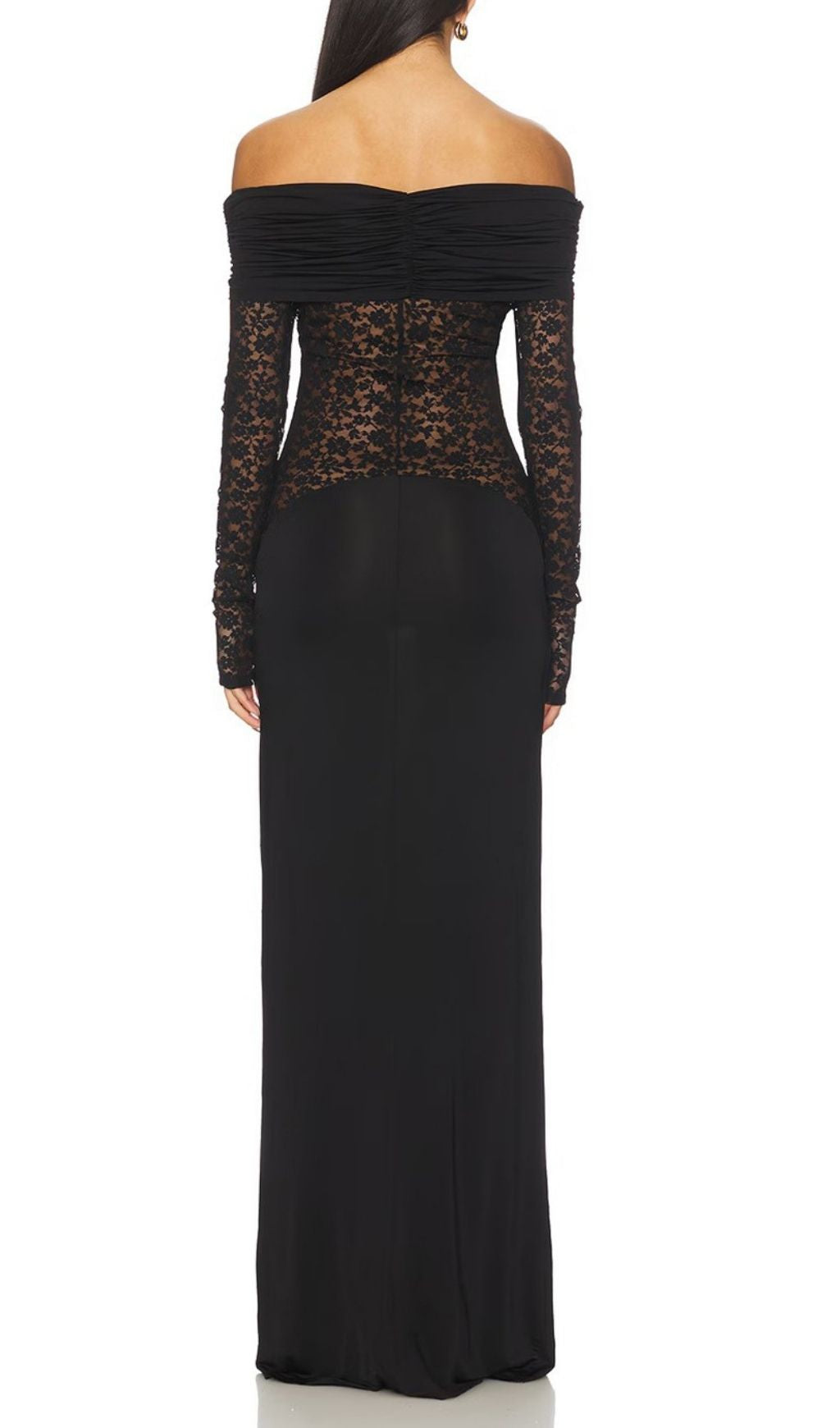 Kashiti Black Off-Shoulder Lace Maxi Gown - Elegant Evening Dress for Women