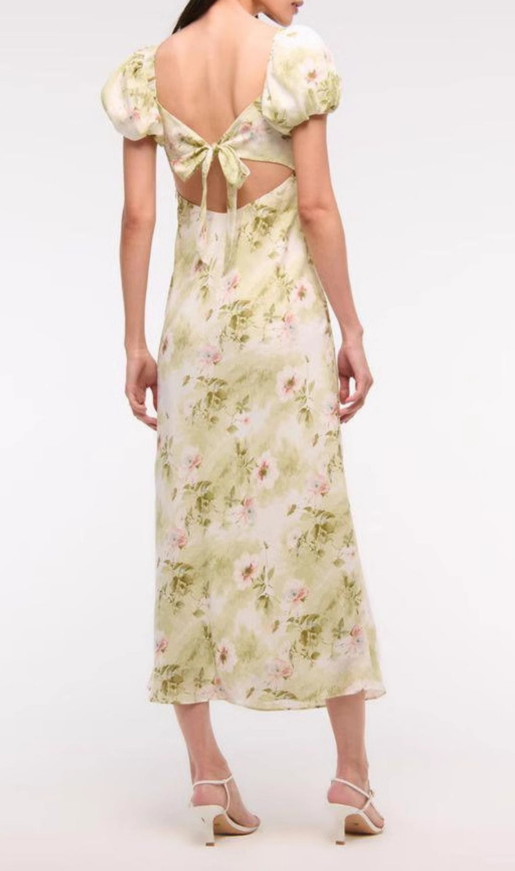 Eligio Floral Puff Sleeve Midi Dress