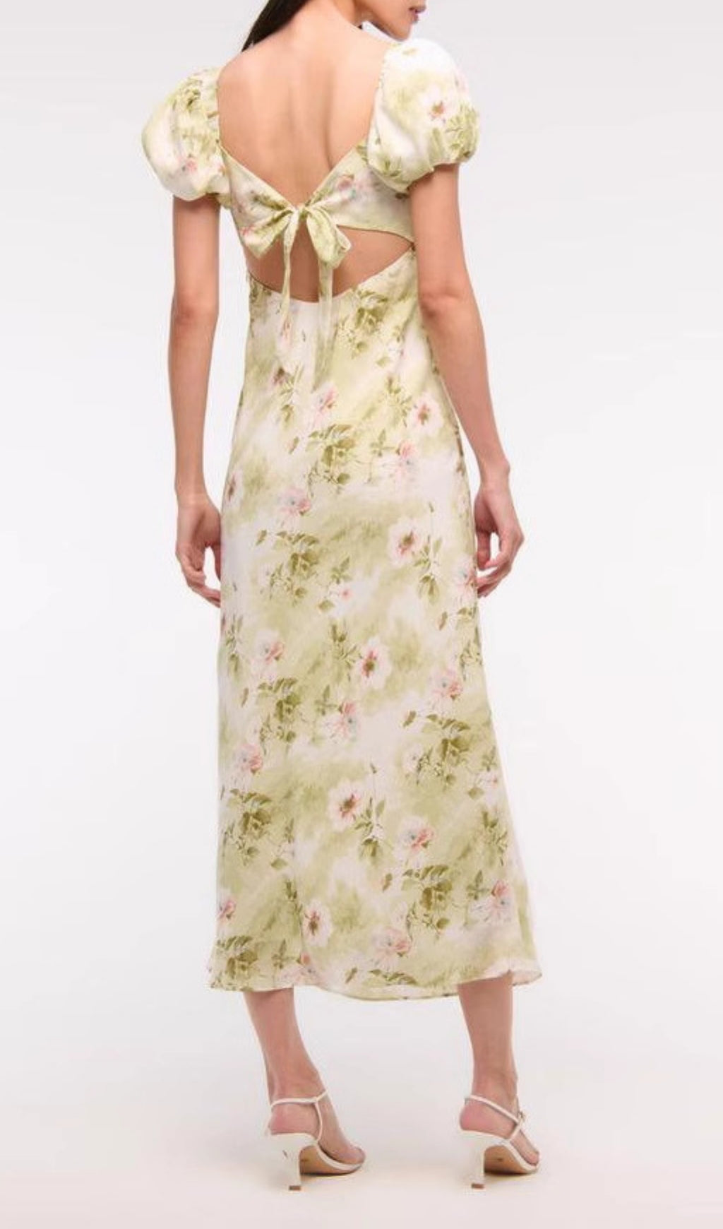 Eligio Floral Puff Sleeve Midi Dress