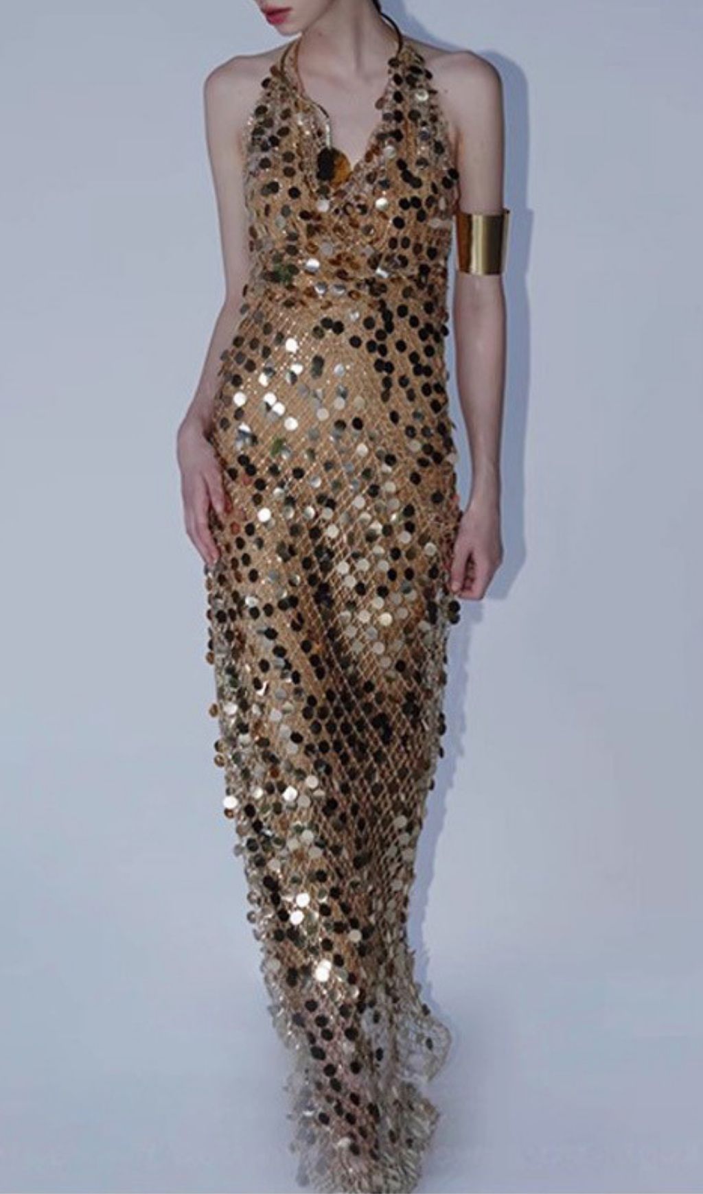 Averixal Glamorous Gold Sequin Backless Halter Maxi Dress – Your Showstopper Gown