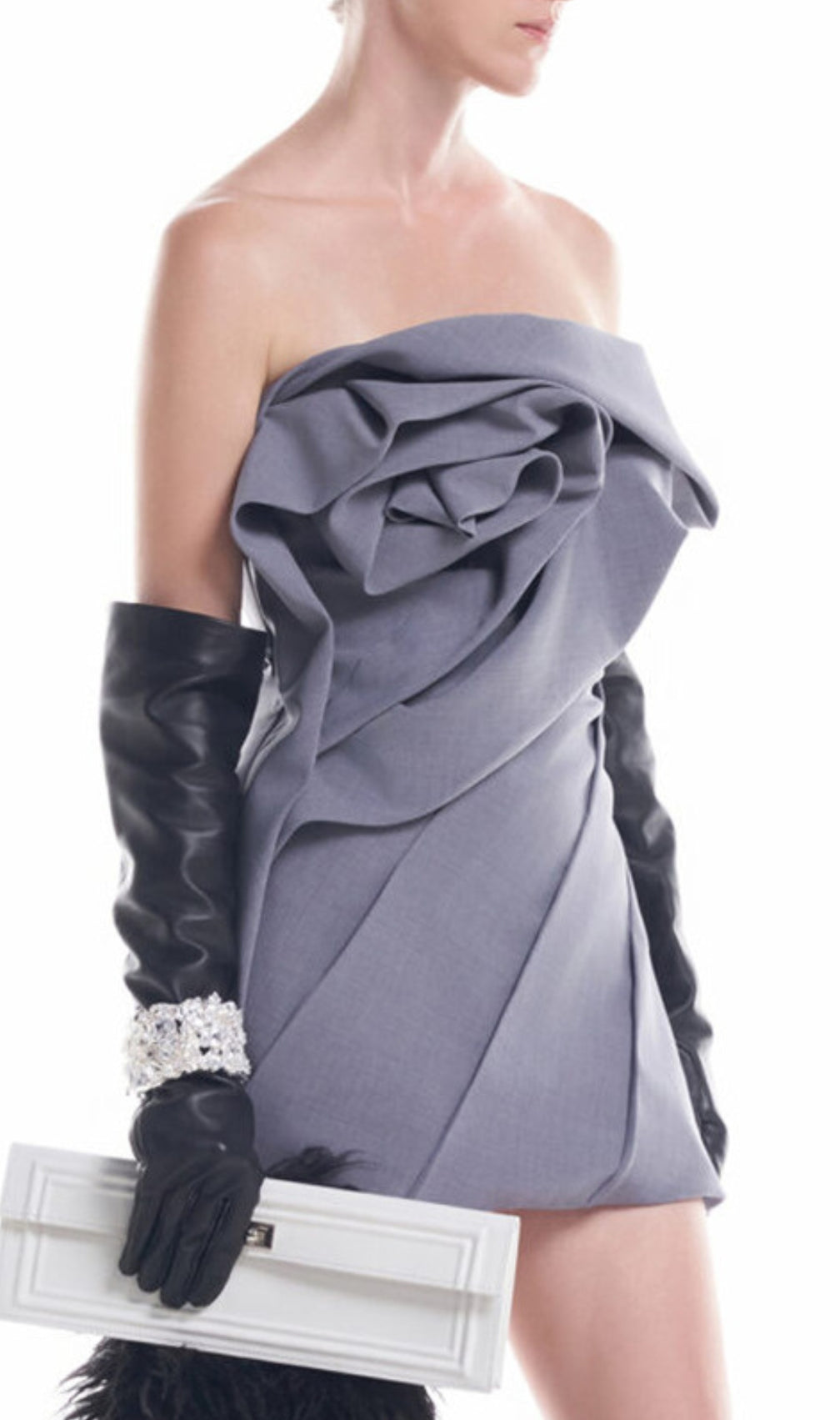 Calissa Strapless Flower Mini Dress