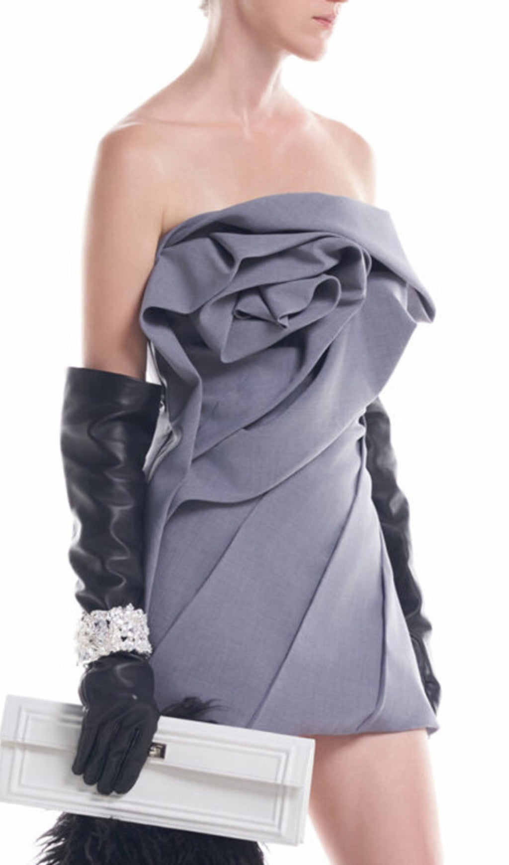 Calissa Strapless Flower Mini Dress