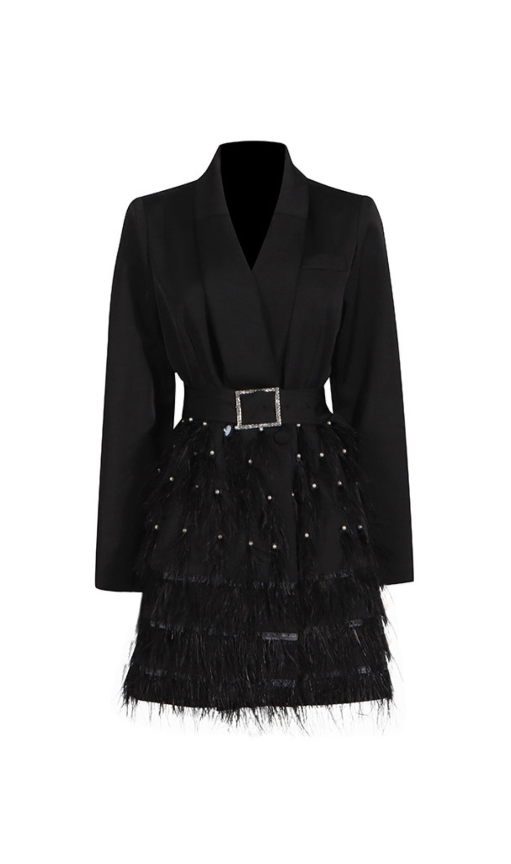 Caelia Black Feather Blazer Dress
