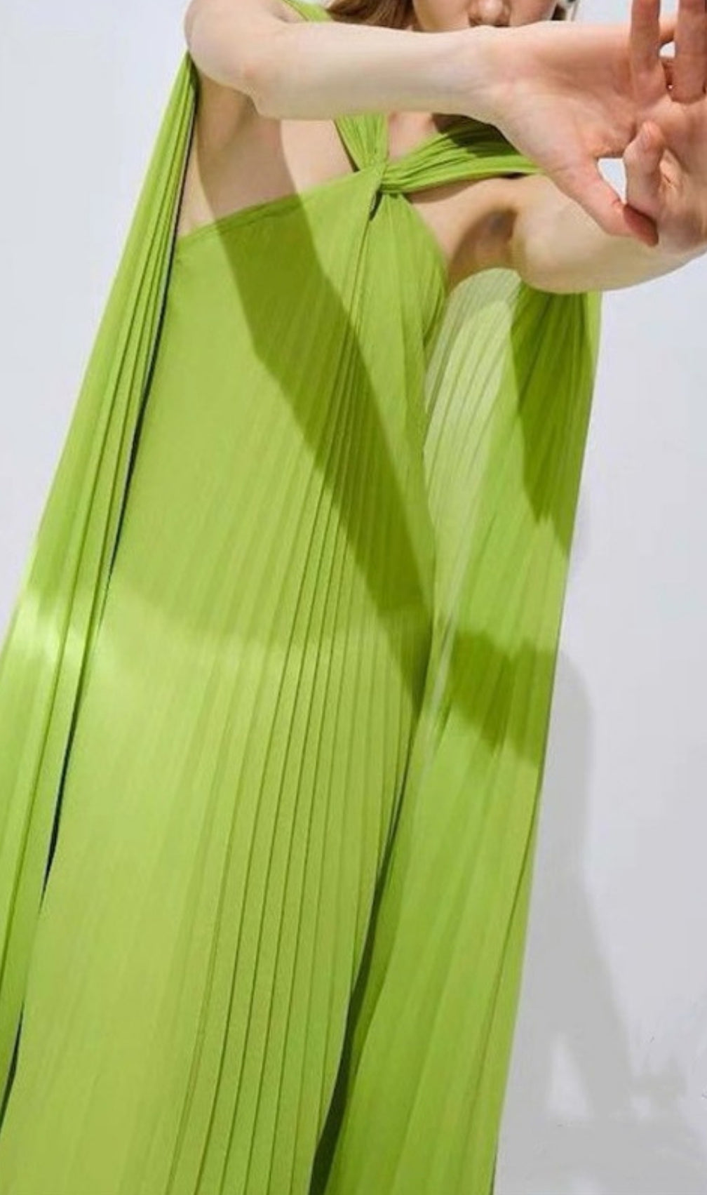 Ellaruth Green Pleated Maxi Dress