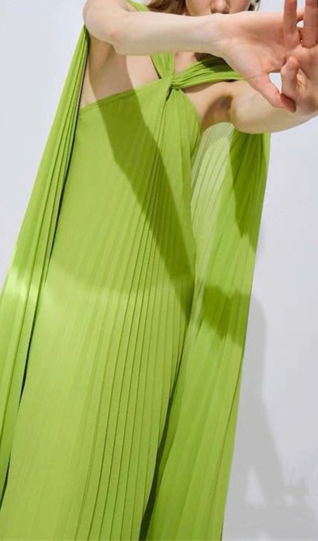 Ellaruth Green Pleated Maxi Dress