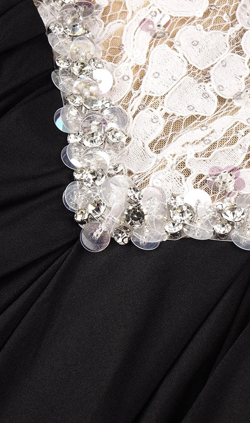 Jordy Strapless Beaded Lace Maxi Dress: Elegant Evening Gown for Special Occasions