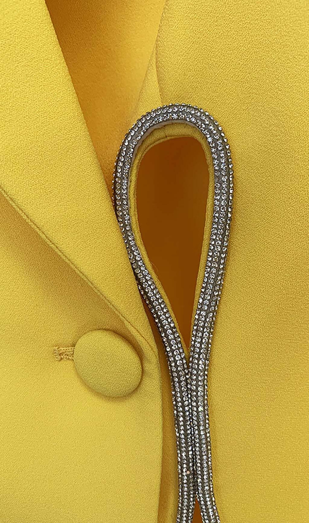 Crystal Trim Cutout Jacket Suit In Yellow