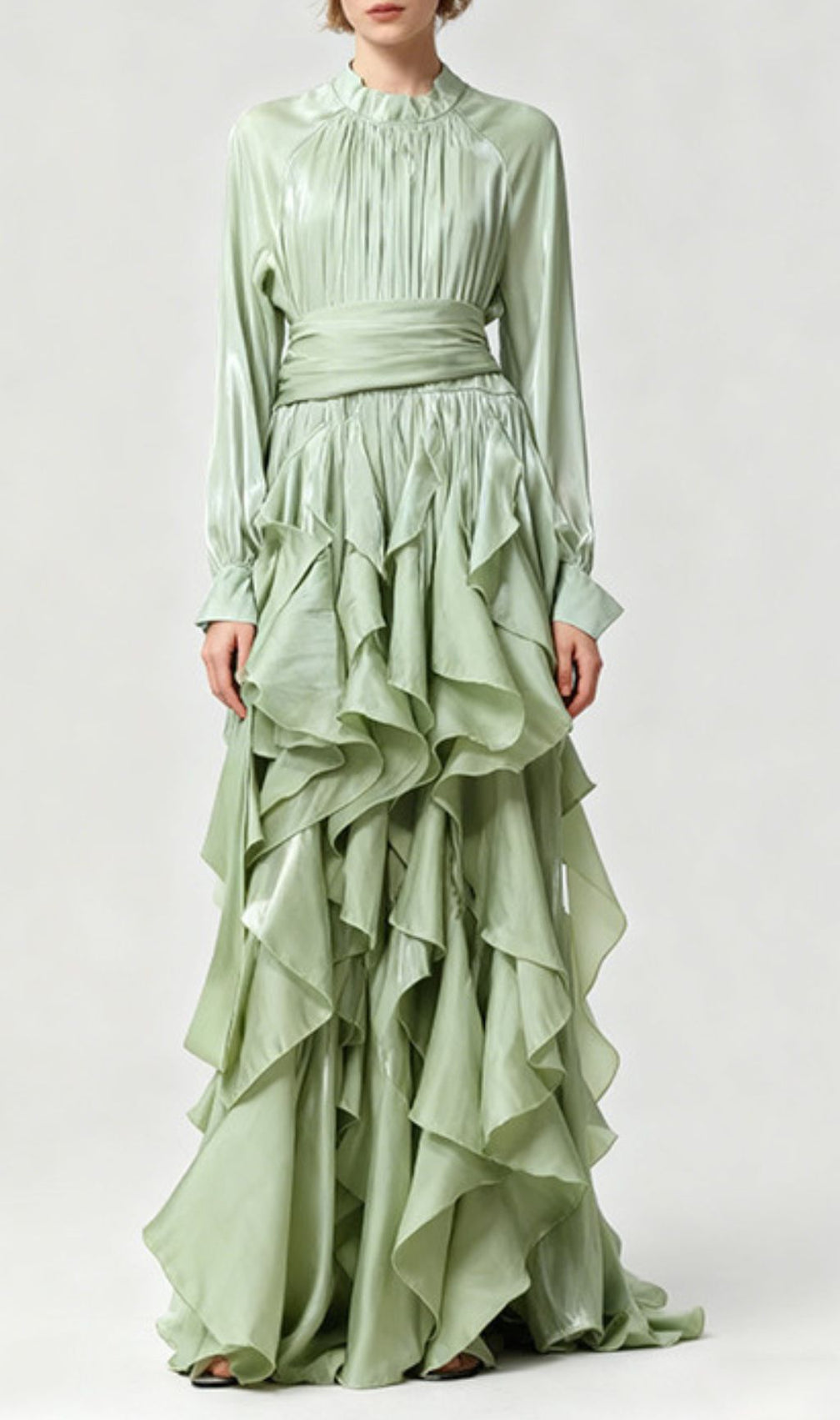 Joop Romantic Ruffle Maxi Dress - Elegant Long Sleeve Gown