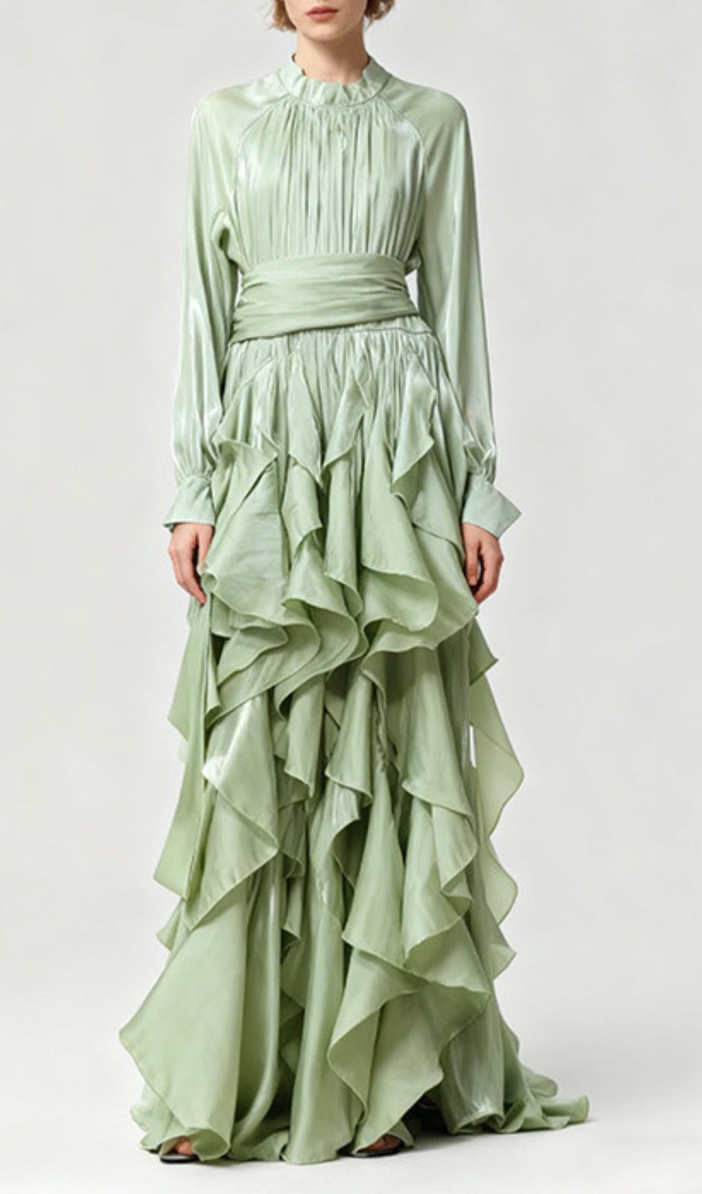 Joop Romantic Ruffle Maxi Dress - Elegant Long Sleeve Gown