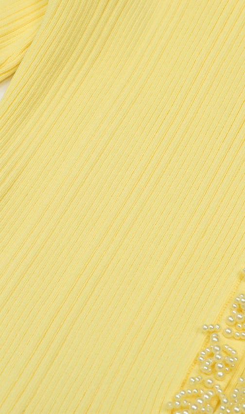 Buttery Yellow Ribbed Knit Cardigan & Mini Skirt Set - Chic 2-Piece Outfit