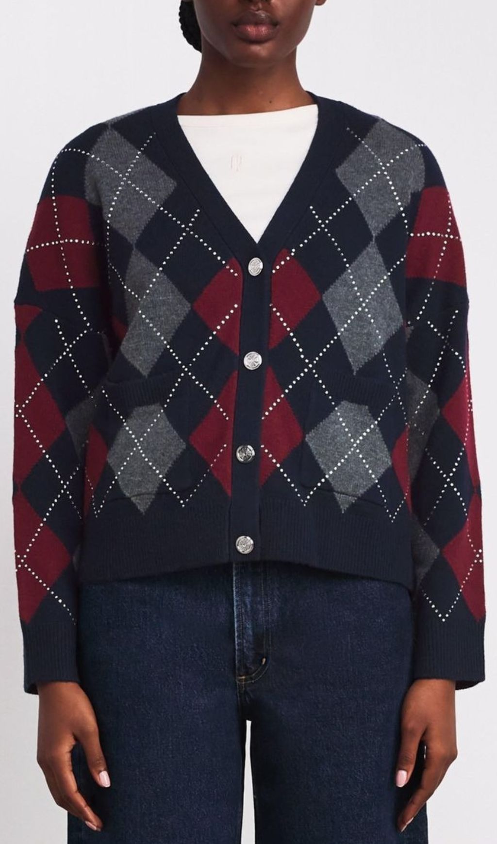 Howell Chic Argyle Cardigan for Women - Timeless Knit with Modern Flair