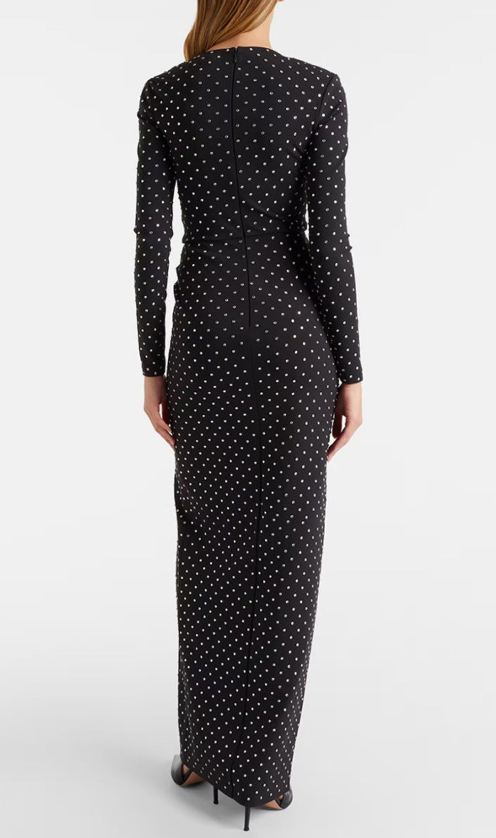 Kyria Black Diamante Long Sleeve Maxi Dress