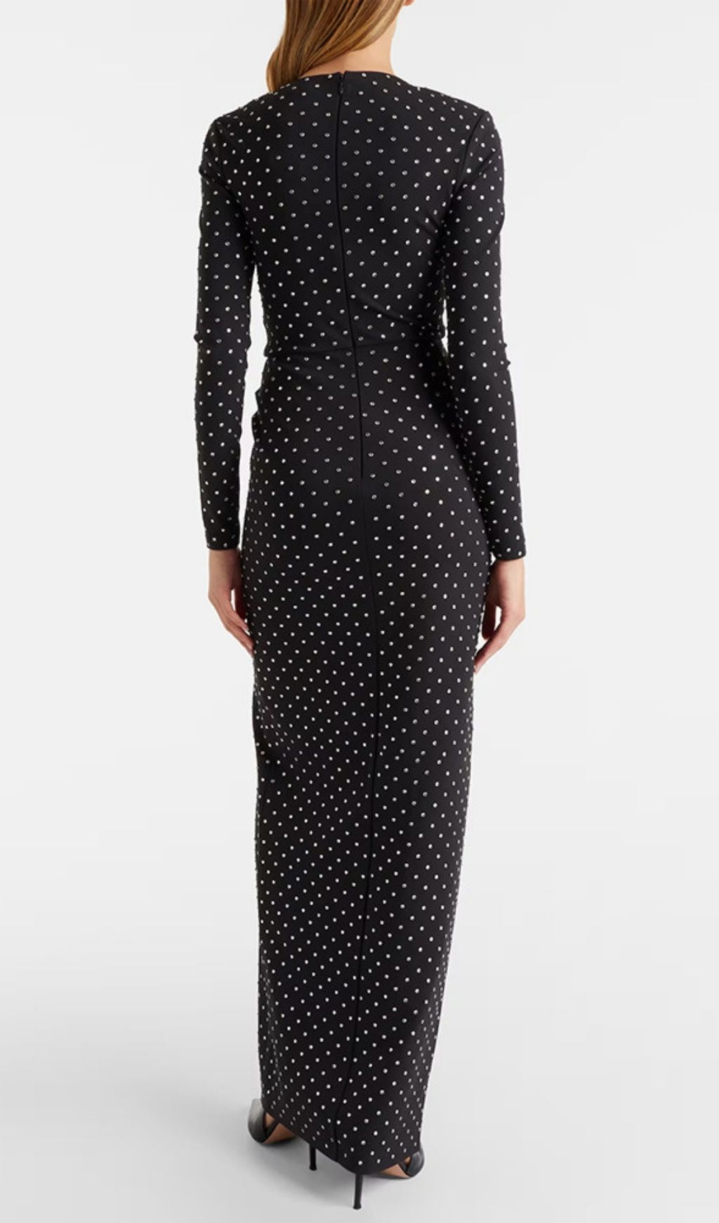 Kyria Black Diamante Long Sleeve Maxi Dress
