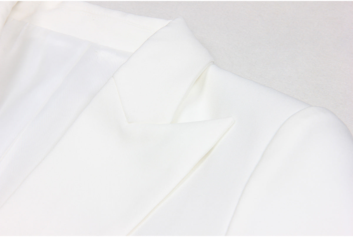 Katsuye White Structured Blazer - Women's Tailored Power Jacket
