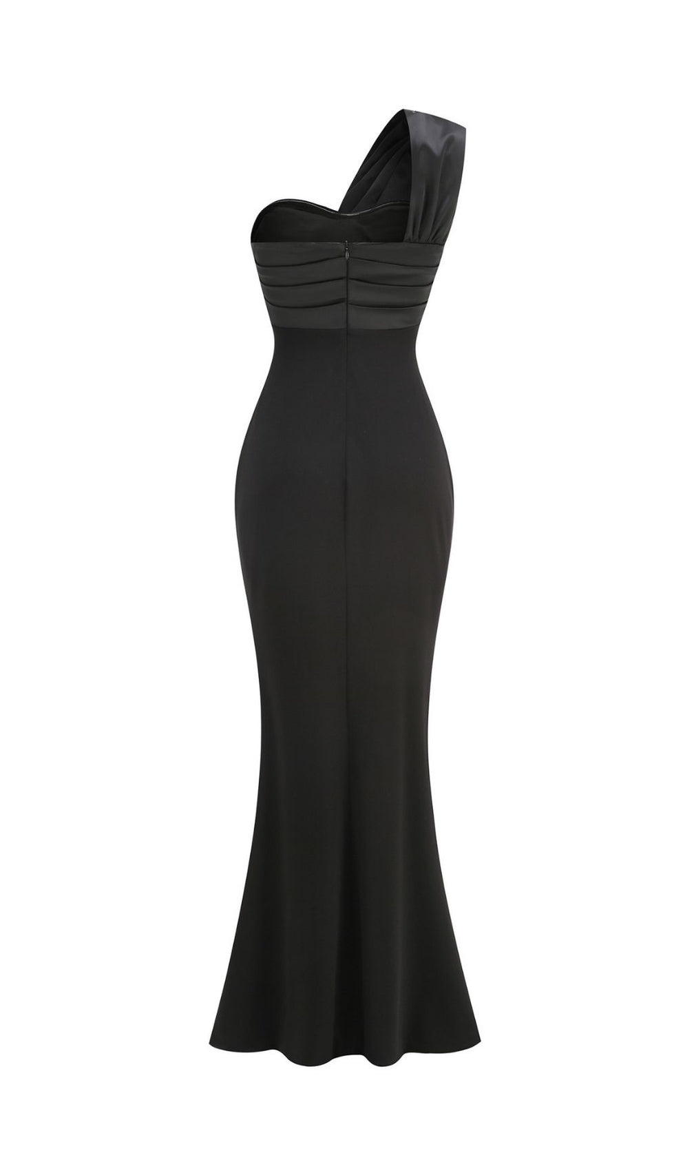 Kfira Elegant Black Bow One-Shoulder Maxi Dress - Formal Evening Gown