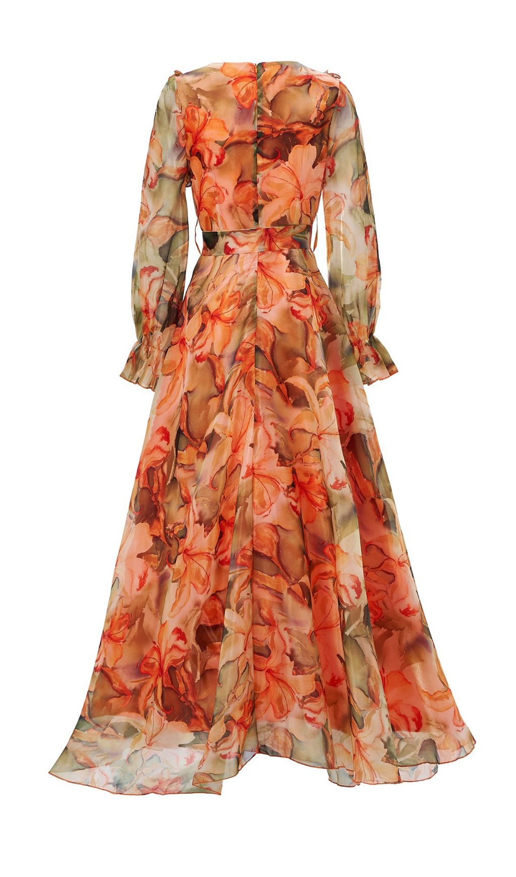 Fenicia Orange Floral Printed Maxi Dress