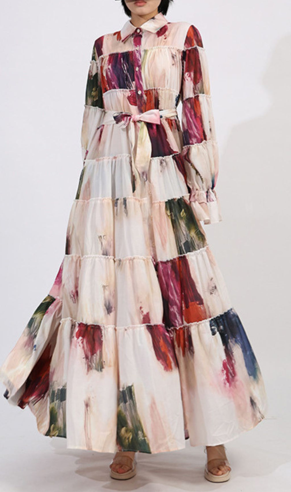 Genaro Printed Long Sleeve Maxi Dress