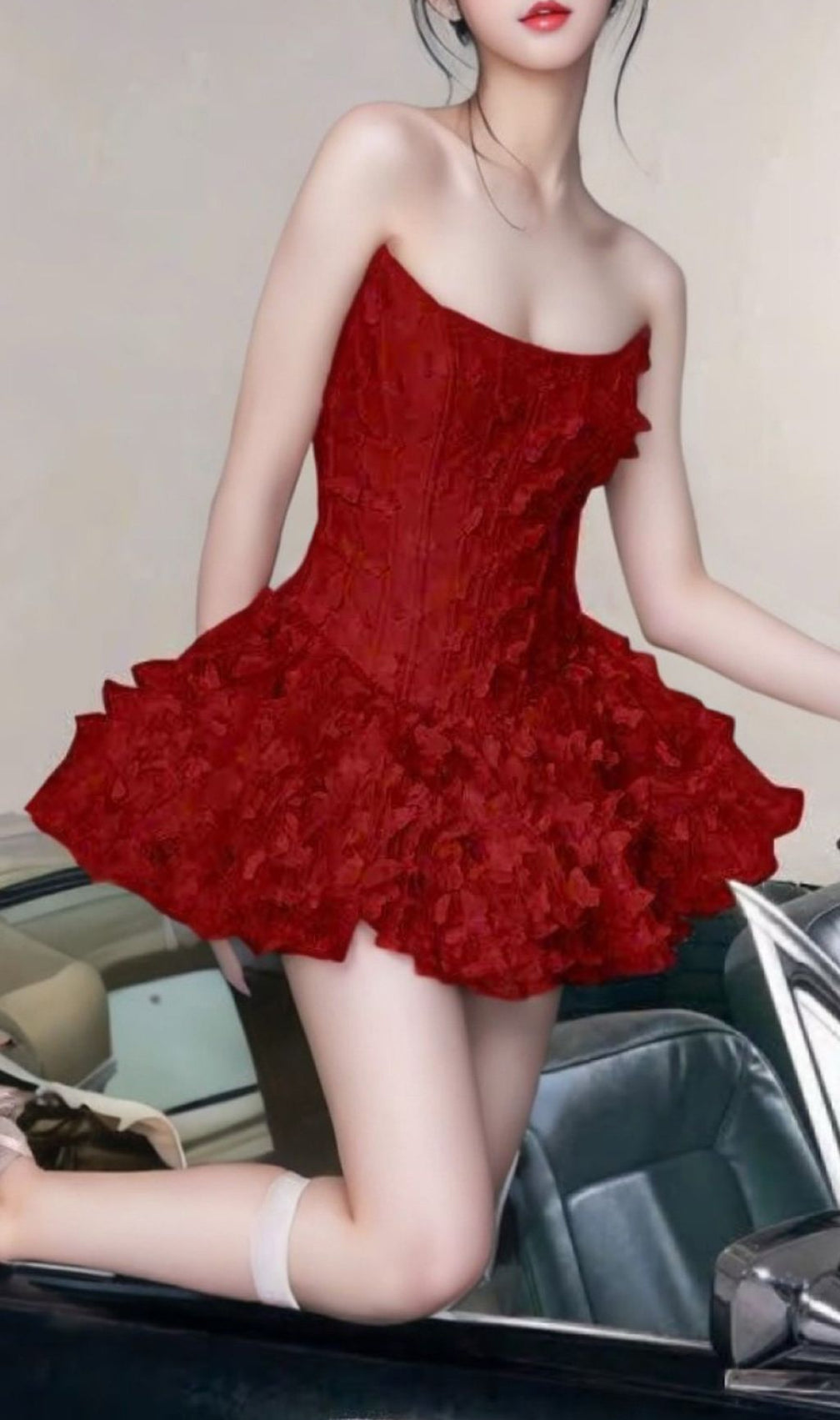 Jehanne Fiery Red Strapless Mini Dress | Glamorous Party & Date Night Statement