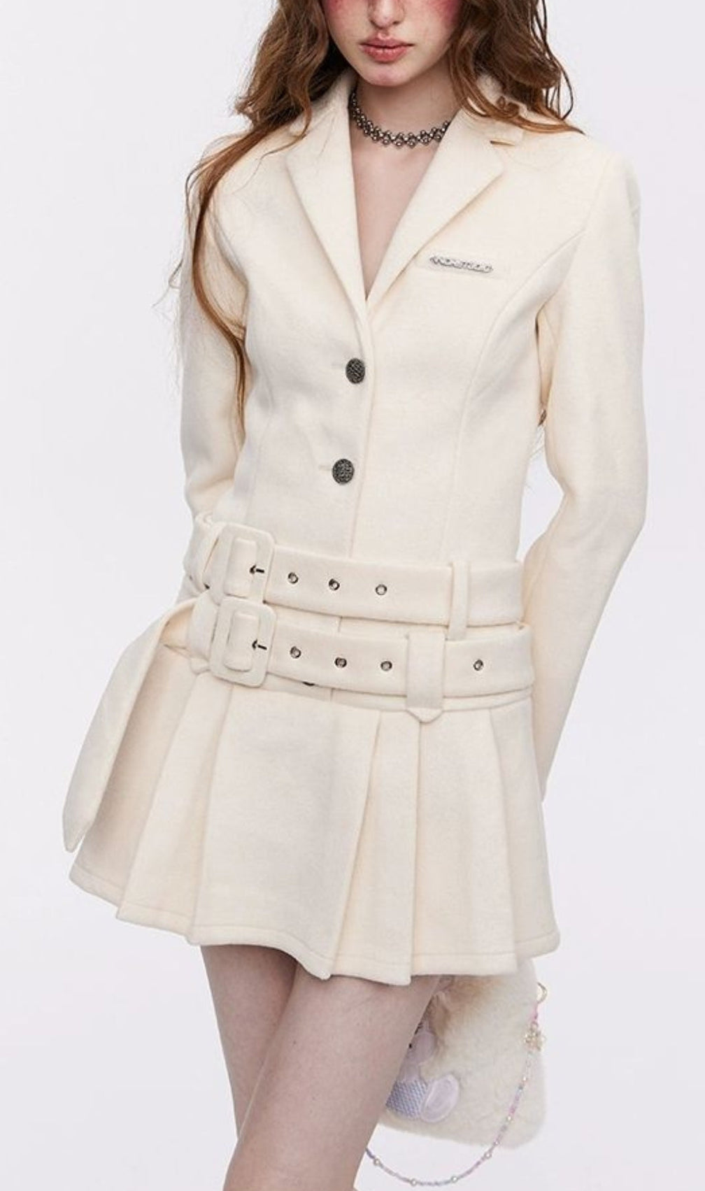 Adva Long Sleeve Suit Pleated Skirt