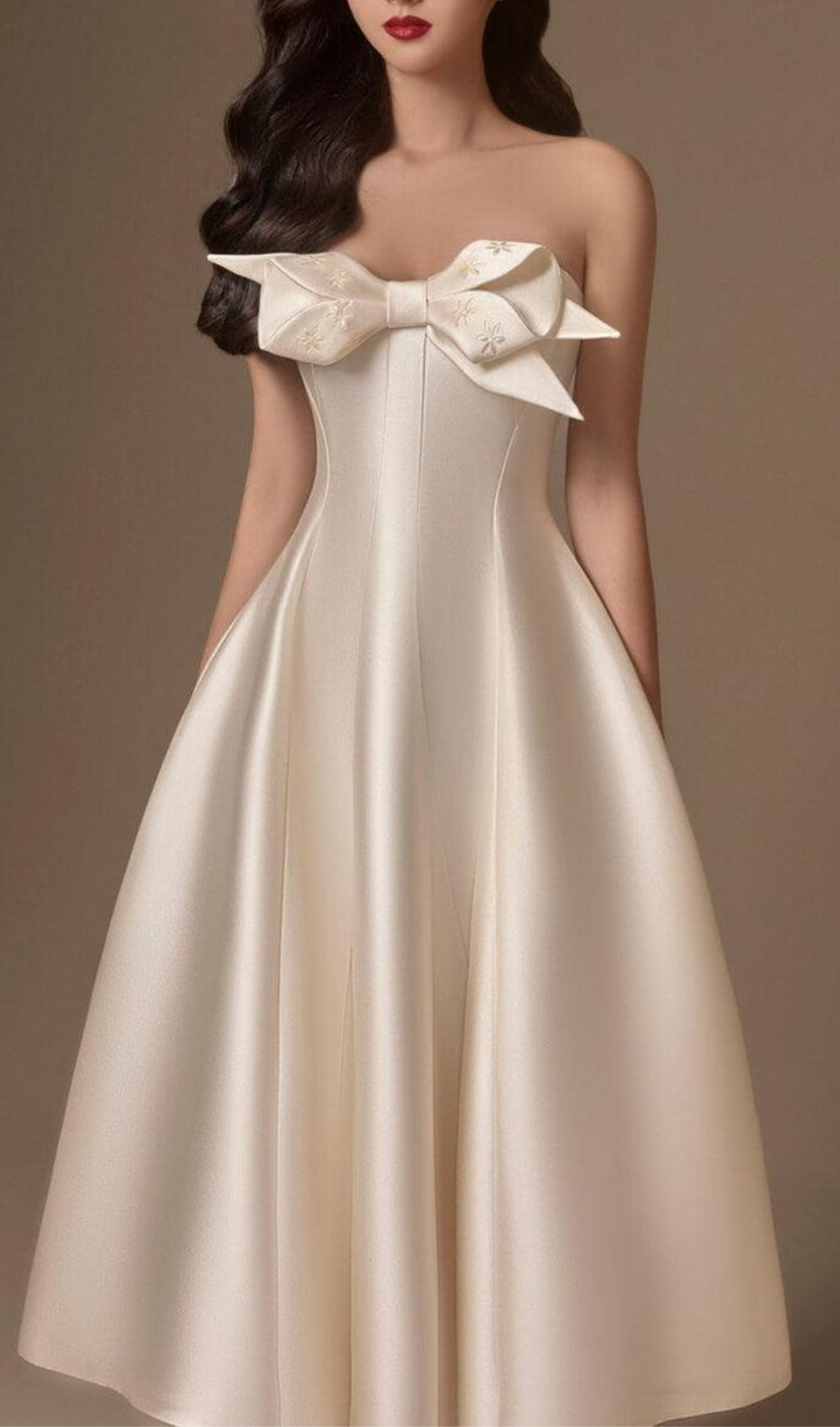 Avani Flared Semi-Heart Neck Taffeta Dress