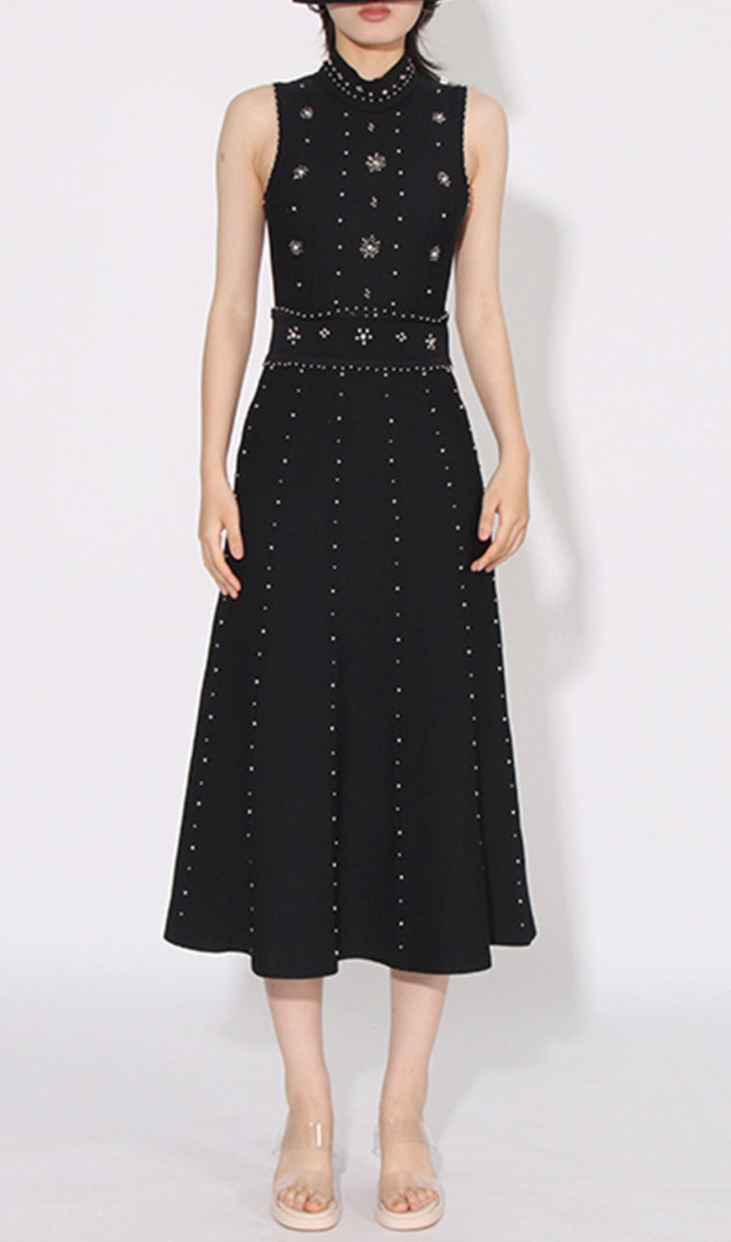 Arezo Black Bead Midi Dress