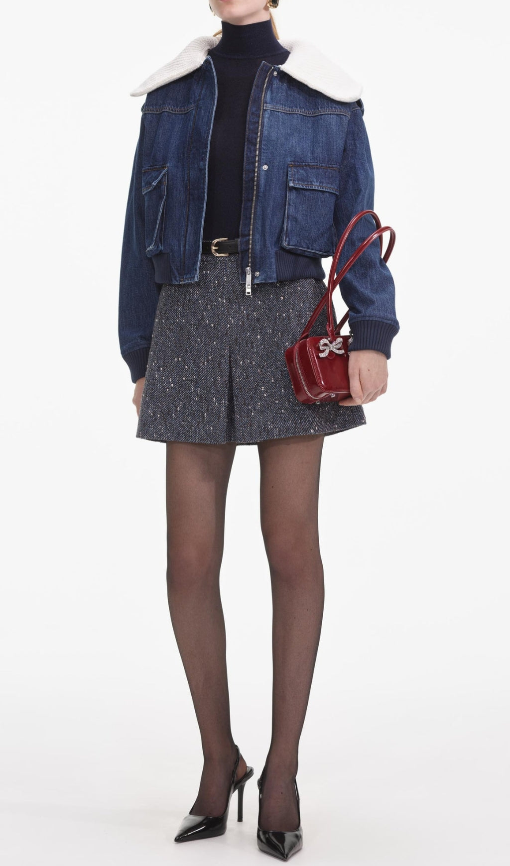 Denim Knit Collar Jacket