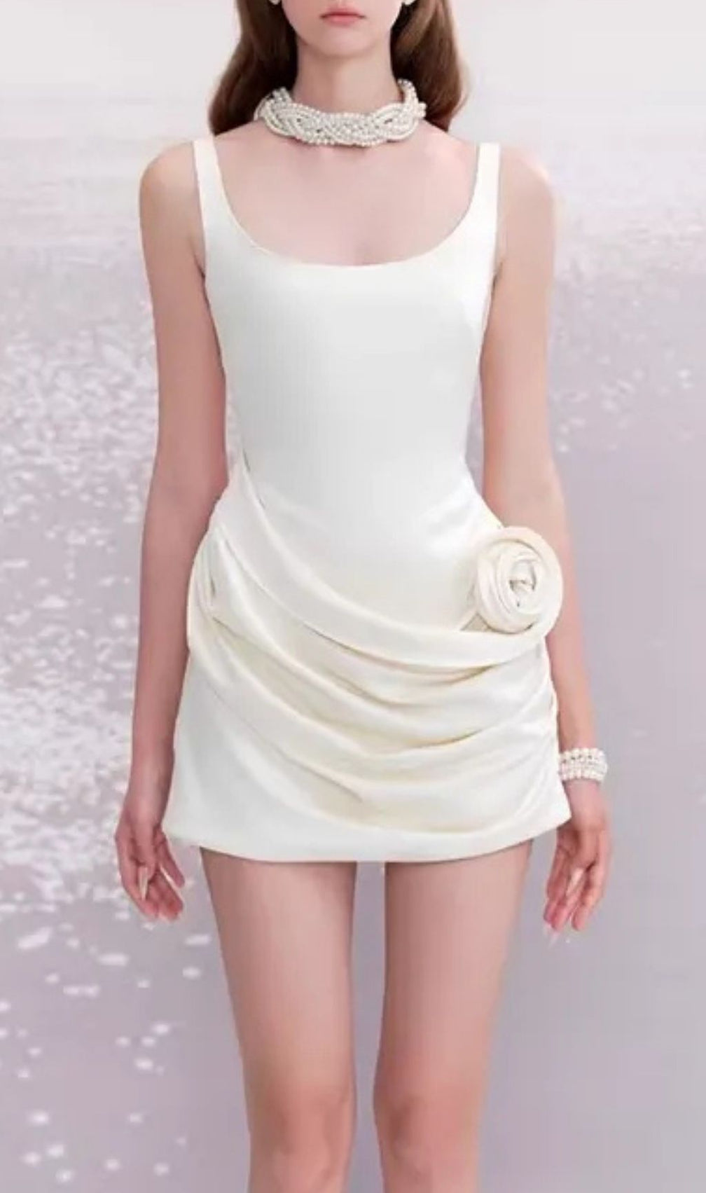 Karasi Strappy Floral Ruched Mini Dress - Elegant White Cocktail & Party Dress