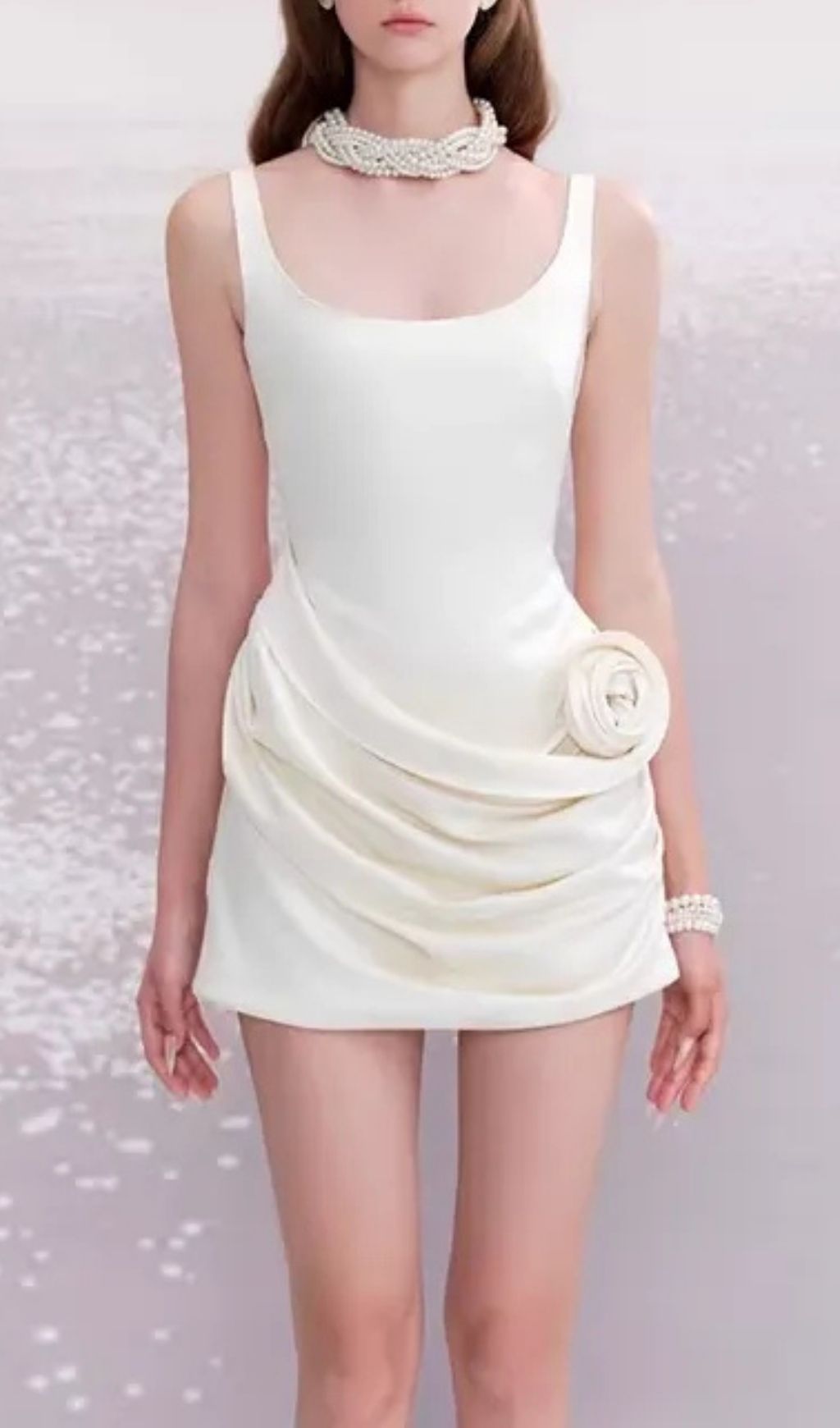 Karasi Strappy Floral Ruched Mini Dress - Elegant White Cocktail & Party Dress