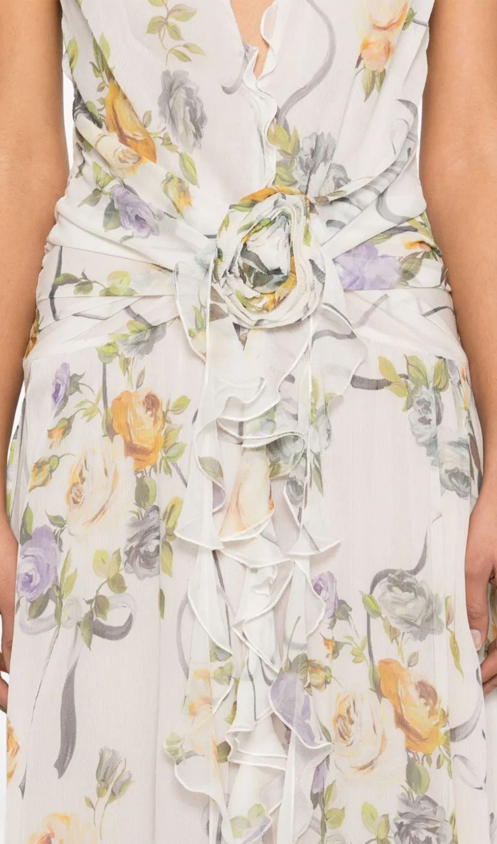 Florine Floral Halter Ruffle Maxi Dress